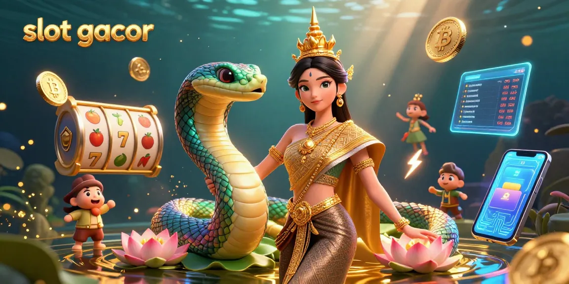 Putar gulungan slot gacor dengan ilustrasi kasino yang cerah menampilkan penari Asia dan elemen permainan yang dinamis.