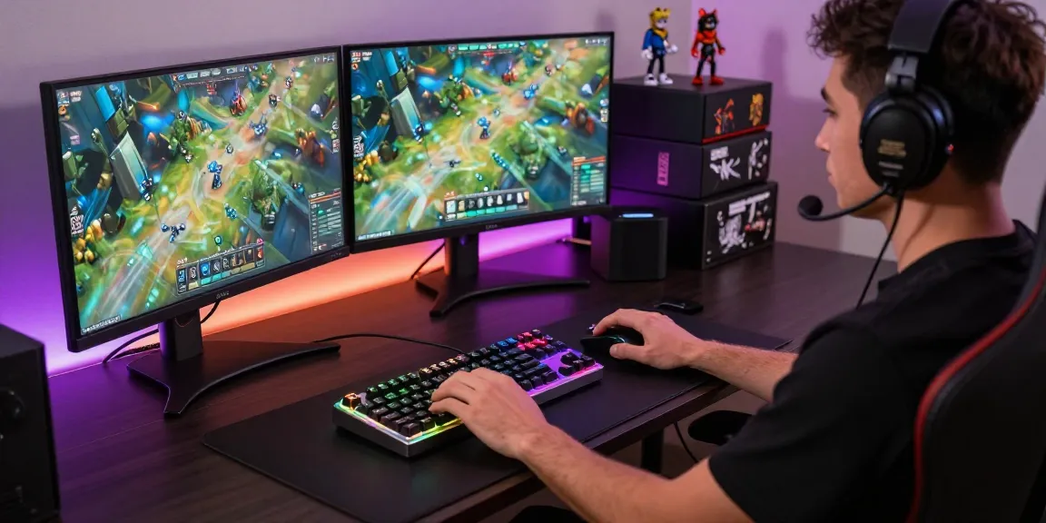 Designer customizing hall effect keyboards in a vibrant gaming setup.