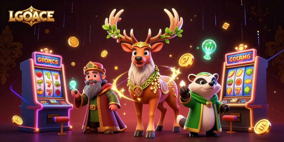 LGOACE slots illustration showcasing vibrant characters and dynamic slot machines for engaging gaming experience