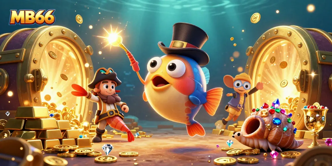 Engage with MB66, capturing golden coins in a vibrant underwater casino adventure.