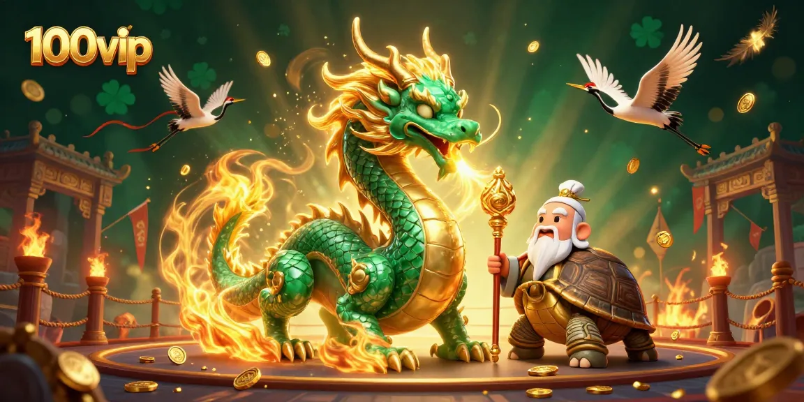 Experience thrilling games at 100vip with vibrant dragons, lucky cranes, and festive elements.