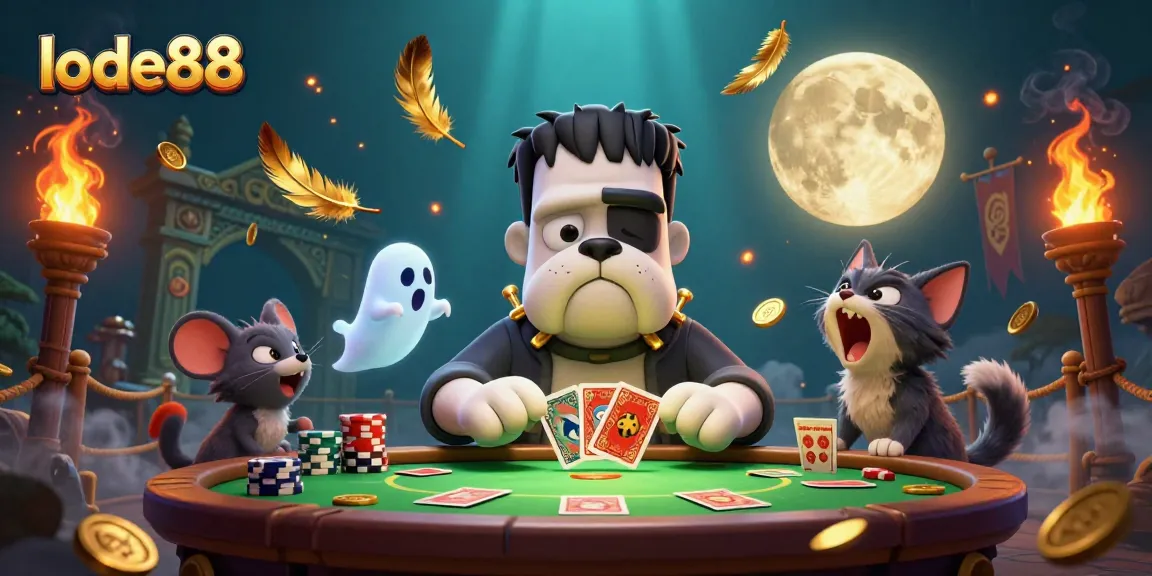 Join the excitement at lode88 with a vibrant 3D illustration of a cartoon casino scene with playful characters.