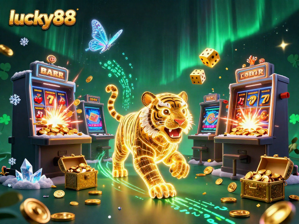Experience vibrant lucky88 gameplay with dynamic visuals of a golden tiger in a digital casino environment.